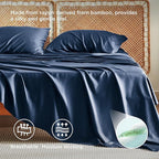Bedsure King Size Sheets Set, Cooling Sheets for Hot Sleepers, Rayon Derived from Bamboo, Breathable & Soft, Deep Pocket Up to 16 Inches, Hotel Luxury Silky Bedding, Navy