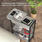 LIDYUK End Table with Charging Station, Flip Top Side Table with USB Ports and Outlets, Nightstand for Small Spaces, Bedside Tables with Storage Shelf for Living Room, Bedroom, Light Grey
