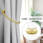 Nieffeiy Magnetic Curtain Tiebacks Outdoor Curtain Tie Backs Rope Decorative Magnetic Curtain Holders for Drapes Window Treatment Holdbacks, Gold 2Pack