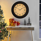 CLXEAST 18 Inch Large Illuminated Wall Clock with AI Smart Night Light Sensor,Modern Farmhouse Wall Clocks for Living Room,Bedroom,Bathroom, Kitchen, Home Office,Oil Rubbed Bronze Black
