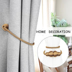 Nieffeiy Magnetic Curtain Tiebacks Outdoor Curtain Tie Backs Rope Decorative Magnetic Curtain Holders for Drapes Window Treatment Holdbacks, Khaki 2Pack