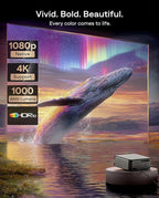 Aurzen EAZZE D1 MAX Upgraded Google TV Smart Projector 4K Supported, 1000 ANSI Lumens, MEMC Tech, Fully Automatics, 20W DoIby Audio, Home Theater Movie Projector with WiFi and Bluetooth, Black