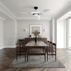 AEROFANTURE 54 Inch White Ceiling Fan, Quiet DC Motor with Remote, 6 Speeds and Reversible Airflow, Modern Indoor Fan for Bedroom or Living Room
