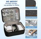 Electronics Organizer,Travel Cord Organizer Pouch, Portable Cable Organizer Bags, Waterproof Electronic Accessories Storage Case for Cables, Cords, Charger, Phone (Double Layer-Black)