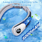 Portable Neck Fan that Blow Cold Air, LED Display, Rechargeable Hands-Free Wearable Cooling Personal Fan, 5 Speed, Neck Support, Bladeless Neck Air Conditioner, Gift for Women/Men, Hot Flashes, Travel