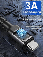 USB C Cable 10FT, 2Pack Long USB A to USB C Charger Cable, Type C Cable 3A Fast Charging Upgraded Extra Durable Braided USBC Cord Compatible with iPhone 17/16 15 Pro Max/Samsung Galaxy S23/LG and More