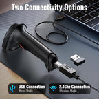 Tera 1D 2D QR Barcode Scanner Wireless and Wired with Battery Level Indicator Digital Printed Bar Code Reader Cordless Handheld Barcode Scanner Compact Plug and Play Model D5100