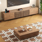 gaoyangjiaju Mid-Century Modern 94.48" TV Stand and Expandable Coffee Table Set, Large Walnut Entertainment Center with Storage for Living Room and Bedroom Furniture Decor