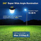 OKPRO 10000W Solar Street Lights Outdoor - Solar Lights Outdoor Waterproof Motion Sensor, Solar Parking Lot Lights Commercial Dusk to Dawn, LED Street Light Solar Powered for Outside, Yard(2 Pack)