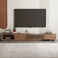 gaoyangjiaju Modern Walnut TV Console for 75+ Inch Screen – Extendable Wood Media Unit (78"-103") with Grille Doors and Drawers, Great for Living Rooms & Bedrooms