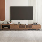gaoyangjiaju Modern Walnut TV Console for 75+ Inch Screen – Extendable Wood Media Unit (78"-103") with Grille Doors and Drawers, Great for Living Rooms & Bedrooms