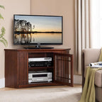 Leick Home 82285 Mission Corner TV Stand Made from Solid Wood, One Door and Adjustable Shelf, for 50" TVs, Mission Oak