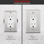 ENERLITES Decorator Switch or Outlet Metal Wall Plate, 430 Stainless Steel, Corrosion Resistant, Mid-Size 1-Gang 4.88" x 3.11", UL Listed, 7731M, Silver