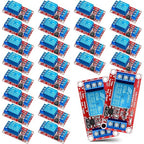 Kigeli 24 Pcs 5v Relay Module One Channel Switch with Optocoupler and Opto Isolation, Compatible with High and Low Level Triggers, 19.69 x 10.24 x 7.09 Inches