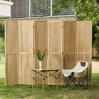 Pegboard Display, 5.6Ft Portable Freestanding Wall Organizer Wooden Room Divider Folding Privacy Screens for Craft Art Display Board (6panels, Natural)