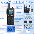 SAMCOM FWCN30A Group Walkie Talkies Long Range, Rechargeable 1250mAh Battery 22 FRS Channel Two Way Radios with Earpieces for Adults, Handheld Walky Talky with 2 in 1 USB Cable,4 Packs