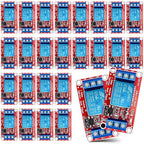 Kigeli 24 Pcs 5v Relay Module One Channel Switch with Optocoupler and Opto Isolation, Compatible with High and Low Level Triggers, 19.69 x 10.24 x 7.09 Inches