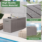 NUNU LAB Outdoor Storage Box, 80 Gallon Large Resin Sturdy Deck Box, Backyard Outside Storage Box Waterproof, Package Delivery Garden Hose Storage Bin Tool, Gray