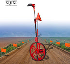 XIJIXI Distance Measuring Wheel in feet,Measure Wheel,Collapsible Rolling Measurement Wheel,12.5”Diameter Wheel,With One key to Zero,Upgrade Flag Holder,With 10 Survey Flags(Red）