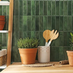 Smart Tiles SMART TILES Peel and Stick Backsplash - 5 Sheets of 11.43'' x 9'' - 3D Adhesive Peel and Stick Tile Backsplash for Kitchen, Bathroom, Wall Tile, Sefrou Green