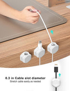 8 Pack Cord Holder - Magnetic Cable Clips - Cord Holder for Nightstand - Cord Organizer for Desk, Magnetic Cord Organizer, for Desk, Nightstand, Phone Charger, Computer, Home, Office, Car (White)