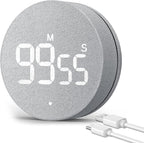 AVINIA Desk Timer for Productivity Magnetic Digital Kitchen Timer Rechargeable Fabric Mesh Cover 99 Mins Countdown/Count Up Stylish Efficana Konah Home Timmer for Cooking (Fabric Gray)