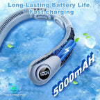 Portable Neck Fan that Blow Cold Air, LED Display, Rechargeable Hands-Free Wearable Cooling Personal Fan, 5 Speed, Neck Support, Bladeless Neck Air Conditioner, Gift for Women/Men, Hot Flashes, Travel
