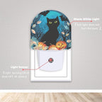 Axxitude Halloween Black Cat Bat Pumpkins Night Lights Plug into Wall for Girls Boys Room,Night Light LED Lamp Dusk to Dawn Sensor Round Lamp for Bedroom Bathroom Hallway Home Wall Decor Nightlight