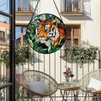 AMDERVEN Stained Glass Window Hanging, Fierce Tiger Sun Catcher for Door Home Decor Wild Animals Suncatcher Christmas Mother's Day Birthday Gifts for Women Men Mom and Nana 15 in