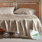 Bedsure King Size Sheets Set, Cooling Sheets for Hot Sleepers, Rayon Derived from Bamboo, Breathable & Soft, Deep Pocket Up to 16 Inches, Hotel Luxury Silky Bedding, Simply Taupe