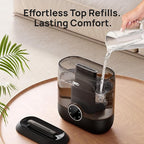 DREO Smart Humidifiers for Bedroom, 6L Top Fill Supersized Cool Mist Humidifier for Large Room, 60 Hour Runtime, Quiet Ultrasonic Humidifier for Plants, Baby, Indoor, Home, Night Light, Black