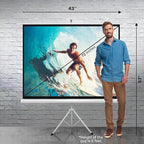 Pyle 72 Inch Outdoor Projector Screen with Stand-Portable Fold Out Roll Up Screen with Tripod Stand,White Matte Fabric 4:3 Aspect Ratio 4K HD Quality Black Masking Border,Ideal for Home and Office Use