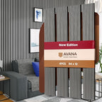 Avana Acoustic Wood Wall Panels – 94.4 x 12.6 Inch Gray Oak Acoustic Panels 4 PCs – Wall Panels For Interior Wall Decor For Homes, Offices, Studios – Pleasing Decorative Wood Panels For Wall