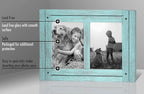 Americanflat Hinged 5x7 Double Picture Frame with 2 Photo Openings and Polished Glass - Distressed Wood Collage Picture Frames for Tabletop and Wall Display - Hampton Collection - Turquoise Blue