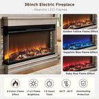 OKD 52 Inch Electric Fireplace with Mantel, Fireplace TV Stand with 36" 3-Sided Glass Electric Fireplace Heater for Living Room (Light Rustic Oak)