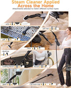 Gautye Steam Cleaner, 3 Level Adjustable Handle, 10s Heat Up, 2.11 Quarts Tank, Handheld Steam Cleaner with 18 pcs Accessories, Steam Cleaner for Home for Floor, Dirt, Grease, Grout, Tile, Car