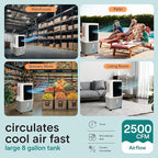 SereneLife Portable Swamp Cooler Air Conditioner - 2500 CFM Airflow, 8 Gallon Water Tank Portable Evaporative Air Cooler for Room & Outdoors, WiFi, Humidifier & Fan Modes, Ice Packs & Remote Included
