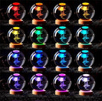 3D Rose Crystal Ball Lamp,3.15 inch Crystal Ball Night Light with Wooden Base,16 Colors Changing Light,Dimmable Remote Control,Rose Flower Desk lamp (G)