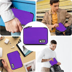 Electronics Organizer, Portable Cable Organizer Bags, Travel Electronic Accessories Storage Case for Cables, Cords, Charger, Phone (Purple)