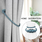 Nieffeiy Magnetic Curtain Tiebacks Outdoor Curtain Tie Backs Rope Decorative Magnetic Curtain Holders for Drapes Window Treatment Holdbacks, Blue 4Pack