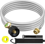 NQN 12FT Stainless Braided Propane Adapter Hose with Gauge, Propane Tank Hose Adapter 1lb to 20lb Converter for QCC1/Type1 Coleman Camp Stove, Buddy Heater, Tabletop Grill&More 1lb Portable Appliance