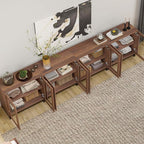 WAMPAT Modern TV Stand with Glass Doors for 120 inch TVs, 4 in 1 Entertainment Center Console with Adjustable Shelves and Metal Base for Living Room, Bedroom, Brown