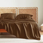 Bedsure California King Sheet Sets, Cooling Sheets for Hot Sleepers, Rayon Derived from Bamboo, Breathable & Soft, Deep Pocket Up to 16 Inches, Hotel Luxury Silky Bedding, Brown