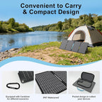 E-POWO 60W Portable Solar Panels Chargers with USB-C, USB-A and DC Outputs Foldable IP67 Waterproof Solar Panel for Camping,Power Emergency for Small Power Station,Phones, Power Banks