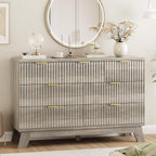 Xixini Fluted Dresser for Bedroom with 7 Drawers, 48" Wide Modern Chest of Drawers with Metal Handle, Wood Dresser TV Stand, Wooden Closet Clothes Storage Organizer for Living Room, Hallway, Grey