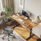 Agilestic Electric Standing Desk 40 x 24 Inches, Height Adjustable Desk, Sit Stand up for Work Office Home, Ergonomic Rising Computer Table with Memory Preset, Rustic Brown