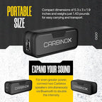 CARBINOX Portable Bluetooth Speaker with IPX7 Waterproof, Type-C Fast Charging, 3D Surround Sound, 18m Range, Black