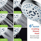 Hotel Spa AquaCare for California As-Seen-On-TV High Pressure Handheld Rain 50-mode 3-way Shower Head Combo with Adjustable Arm, Anti-clog Jets, Tub & Pet Power Wash, 6 ft. Stainless Steel Hose