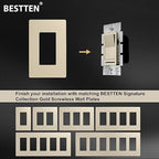 BESTTEN Matte Champagne Gold Dimmer Light Switch, Single Pole or 3-Way, Compatible with Dimmable LED, CFL, Incandescent and Halogen Bulb, 120VAC, Signature Collection, UL Listed