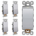 LIDER Minimalist Design Matte Finish Lighted Decorator Switch, Frameless Paddle Light Switch with Locator Light, Grounding Screw, 3-Way or Single Pole, 15A 120V, UL listed, LS15-3W-SV5P Silver, 5 Pack